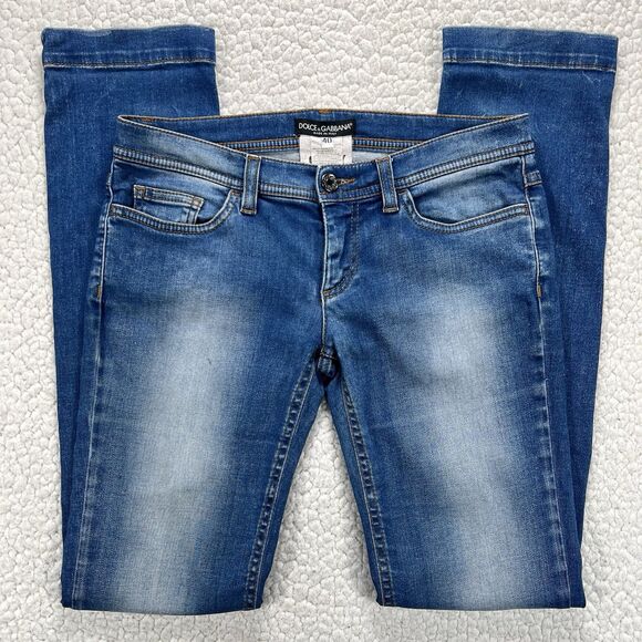 Dolce & Gabbana Girly Jeans Women’s EU6 Low Rise Slim Blue Stretch Denim Italy - Picture 1 of 14